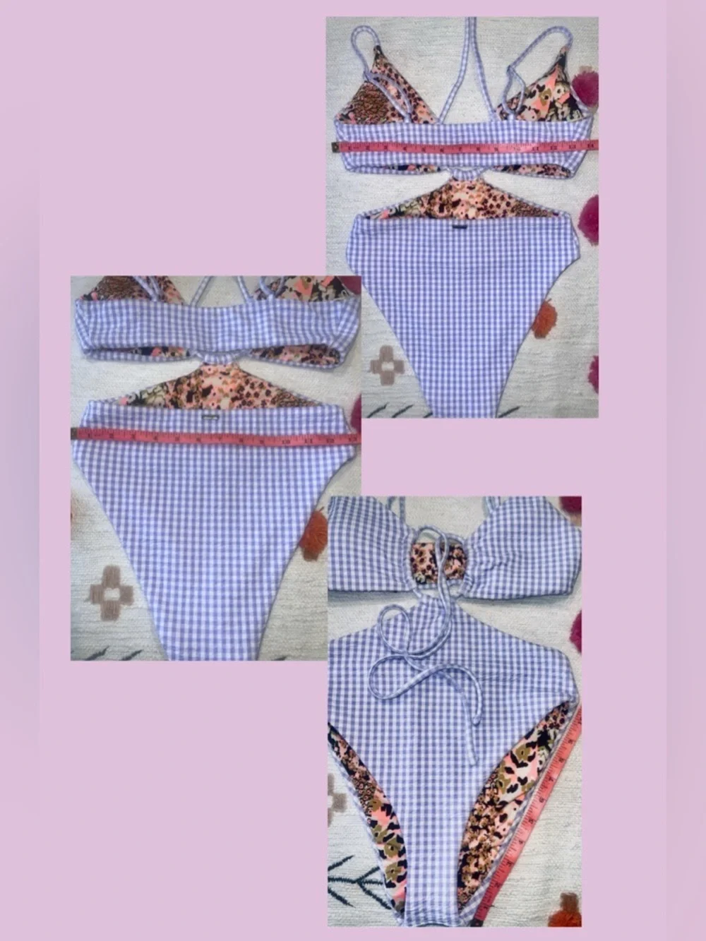 MAAJI Reversible Trikini One Piece Med Purple Gingham 🌞NWT🌞